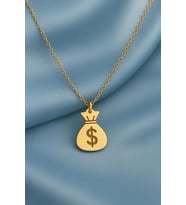Kişiye Özel Gold $ (Dolar) Detaylı Kese Kolye 925K Gümüş (Gold)