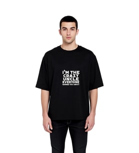 Uyarılan Çılgın Amca Mizahı Baskılı Erkek Oversize Tişört