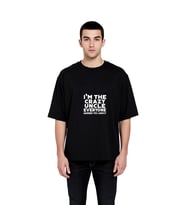 Uyarılan Çılgın Amca Mizahı Baskılı Erkek Oversize Tişört