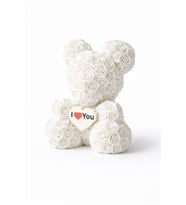 Kırmızı Gül Desenli Teddy Ayıcık – I Love You Kalpli Romantik Dekoratif Ayı, Sevgiliye Özel Hediye