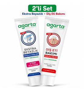 Agarta Doğal Tam koruma Diş Macunu 75 ML Ekstra Beyazlık & Diş Eti Bakımı 90 ML (Karma 2 Li Set)