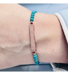 Kadın Gümüş Bileklik 14 Ayar Rose Altın Kaplama Kristal Taş Şık Hediye, İsteğe Göre İsim Yazılabilir (Rose - Gold)