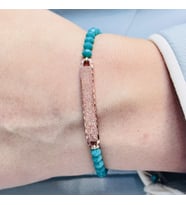 Kadın Gümüş Bileklik 14 Ayar Rose Altın Kaplama Kristal Taş Şık Hediye, İsteğe Göre İsim Yazılabilir (Rose - Gold)