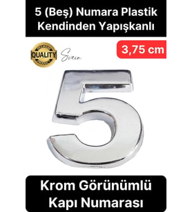 No 5 Kapı Numarası Kendinden Yapışkanlı Masa Dolap Plastik Ev Posta Kutusu Dış Mekan Daire 3,75 cm