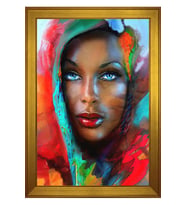 Kadın Motifli Kanvas Tablo 80 x 110 cm Gold Çerçeve