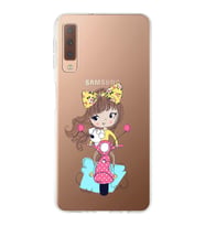 Samsung Galaxy A7 (2018) Uyumlu Kapak Vespagirl Tasarımlı Şeffaf Silikon Kılıf
