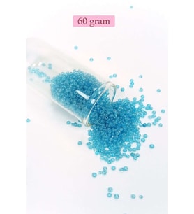 Dökme Cam Kum Boncuk (11/0) 2 mm - 60 Gram - Şeffaf Koyu Camgöbeği - BNC061