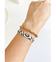 Siyah Leopar Desenli Miyuki Bileklik Set