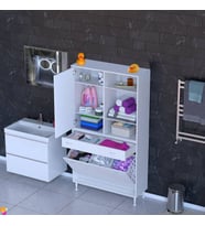 Modilayn AFRA 100x173x32,5cm 1 Çekmece, 3 Göz Sepet, 1 Kapak, 6 Raf  Dar Alan Banyo Dolabı