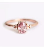 0,71 Karat Pırlanta Yüzük Pink Topaz 14K (Çok Renkli)