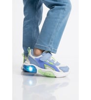 Cool Mavi Fileli Rahat Tabanlı Işıklı Erkek Çocuk Spor Ayakkabı Cırt Cırtlı Sneaker Rory P