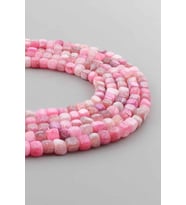 Yengeç Akik Doğal Taş Mat Pembe Küp Kesim 6x6mm Dizi [AA]