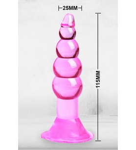 LOVEX 11,5 cm Vantuzlu Boğumlu Medikal Jel Yumuşak Açıcı Alıştırıcı Pembe Fantazi Tıkaç İnce Butt Plug