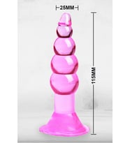 LOVEX 11,5 cm Vantuzlu Boğumlu Medikal Jel Yumuşak  Açıcı Alıştırıcı Pembe Fantazi Tıkaç İnce Butt Plug