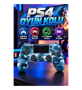 PS4 Uyumlu Kablosuz Titreşimli Oyun Kolu Joystick – PC ve Android Destekli