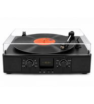 Nostaljik LED Ekranlı Siyah Pikap Audio-Technica kartuşlu pikap sistemi Bluetooth FM Radyo 33-45-78 lik Plaklar