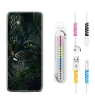 INFINIX Note 11 Pro Note 10 Hot 9 Play Kılıf Kablo Koruma Spiral Silikon Flowers Cat 1345