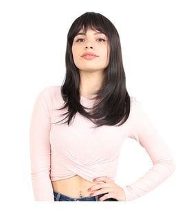 Düz Perçemli Orta Boy Fiber Sen Peruk / Kahverengi