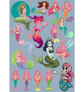 Deniz Kızları Sticker Set  15 Parça Telefon, Tablet, Defter, Laptop Sticker