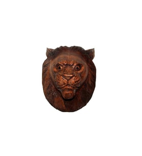 Dekoratif 30cm Ahşap Aslan Kafası Hediyelik