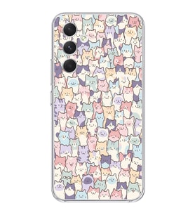 Samsung Galaxy M34 5G Uyumlu Sevimli Kediler Desenli Şeffaf Telefon Kılıfı