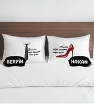BK Gift Kişiye Özel Sevgili Tasarımlı Pamuklu Yastık Kılıfı ve Göz Bandı Çift Uyku Seti-9, Tasarım Ev Tekstili, Uyku Bandı, Ev Hediyesi