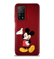 Xiaomi Mi 10T Soft Premier Kapak Mickey Mouse-C Tasarımlı Silikon Kılıf - Mürdüm (Şeffaf)