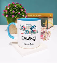Emlakçı Tasarımlı Kişiye Özel Hediye Emlakçı Kupa Bardak Mavi