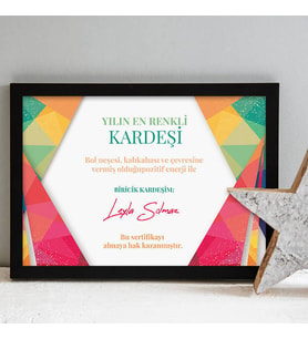 Kişiye Özel Yılın Kardeşi Sertifikası
