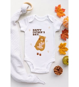 Bear Father Day Desenli Kısa Kol Body