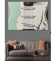 Çizimli Elektro Gitar Gövdesi Dekoratif Kanvas - Mdf Ahşap Tablo