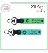 Kişiye Özel 2’li Gemi Anahtarlık Takımı, Yönünü Bilenler İçin, Fıstık Yeşil-Turkuaz