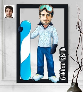 Kişiye Özel 3D  Ahşap Tablo Sprocu Kayak Yapan Erkek 30x40 -1