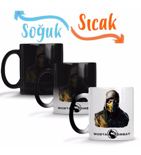 Mortal Kombat Scorpion and Sub Zero Sihirli Kupa Bardak Porselen