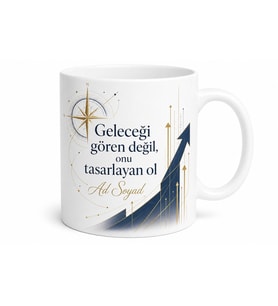 İsme Özel Vizyoner Yazılı Kupa Bardak Hediye Özel Tasarım Porselen Mug