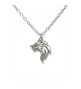 White Wolf Emblem – The Witcher Kurt Figürlü Unisex Kolye (60 cm Zincirli) (Gümüş)