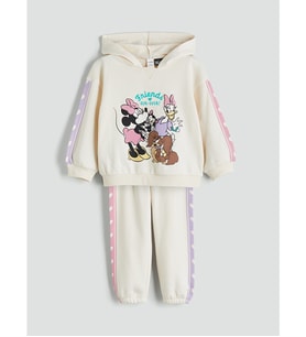 LCW Kids Ekru Minnie Mouse Lisanslı Kız Çocuk Sweatshirt Ve Eşofman Altı