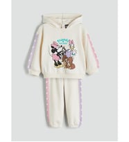 LCW Kids Ekru Minnie Mouse Lisanslı Kız Çocuk Sweatshirt Ve Eşofman Altı