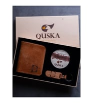 Kişiye Özel İsimli El Yapımı Hakiki Deri Kiremit Cüzdan+Anahtarlık Hediyelik Set- Grain Minimal