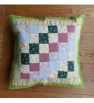 InstaHomeLine, Dekoratif , Kare, Patchwork (Kırkyama), Yeşil, Kare Desenli, El İşçiliği Yastık Kırlenti