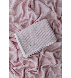 Örgü Desen Bebek Pikesi Organik Pamuk Bebek Battaniyesi Soft Pembe 100x120