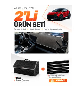 e-biz TOYOTA CHR HEAD UP DİSPLAY YOK (2024-2026) Uyumlu Torpido + Deri Çanta - Siyah-Gri - TO028