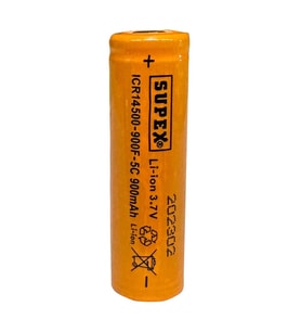 ICR14500-900F-5C Lityum Ion 3.7V 900mAh 5C Deşarj Akımı Düz Kafa Pil