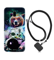 Samsung J6 Plus J7 Prime J7 Pro M20 Kılıf Boyun Askılı Silikon Astronot Panda 1755