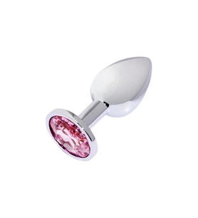 Metal Elmas Taşlı Plug Rose Küçük Boy