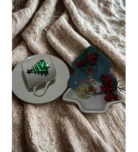 RÜWÜZEL Yılbaşı Özel Tasarım Kahve Fincanı & Jel Mum Seti