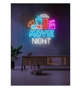 MOVIE NIGHT Yazılı ve Şekilli Neon Tabela