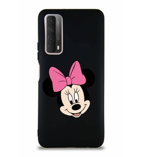 Huawei Y7A Soft Premier Kapak Minnie Mouse-C Tasarımlı Silikon Kılıf - Siyah (Şeffaf)