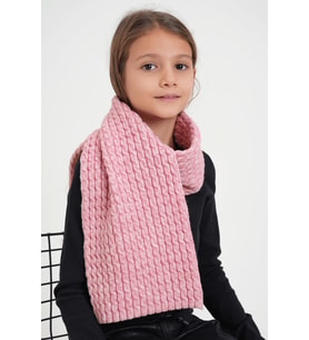 Chuba Çocuk Saç Örgü Yumuşak Tuşe Triko Atkı Pembe CHKIDS107