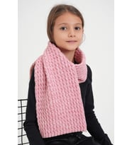 Chuba Çocuk Saç Örgü Yumuşak Tuşe Triko Atkı Pembe CHKIDS107